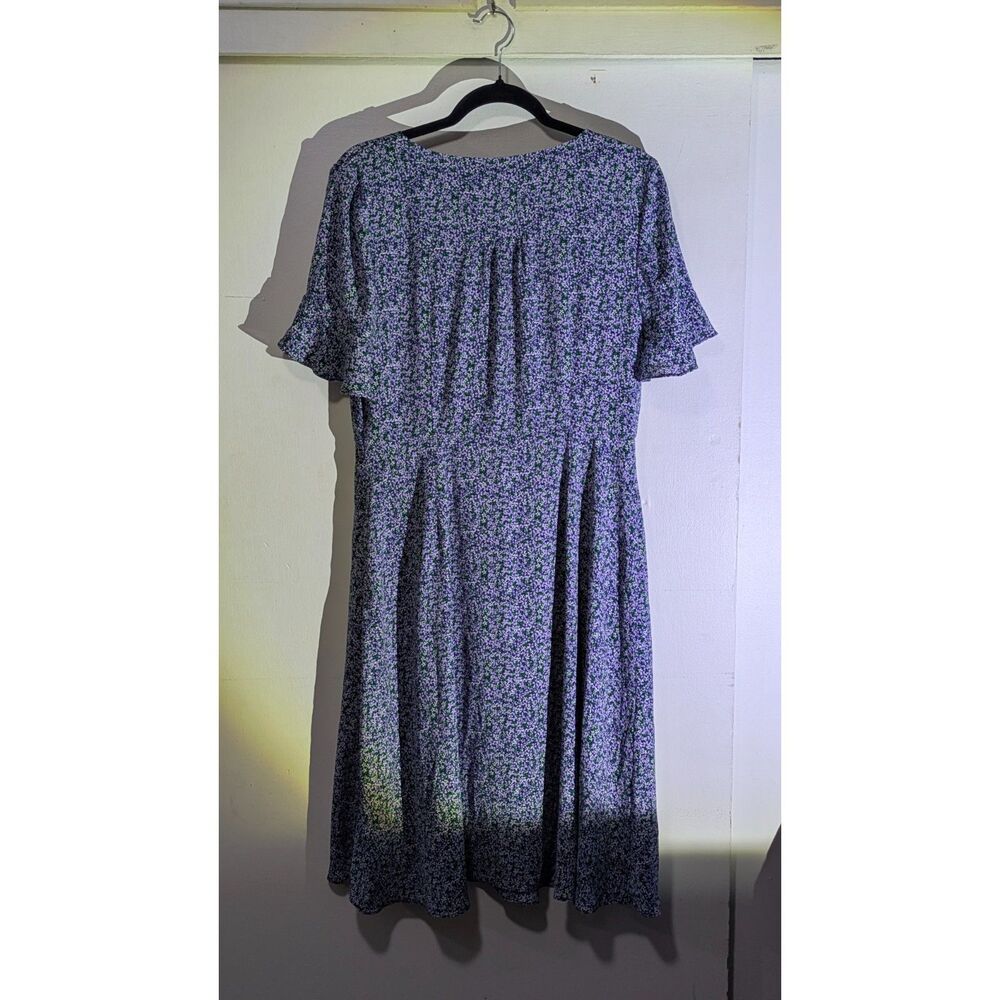 Talbots Purple and White Floral V-Neck Navy Blue dress sz. 8 - Picture 7 of 7